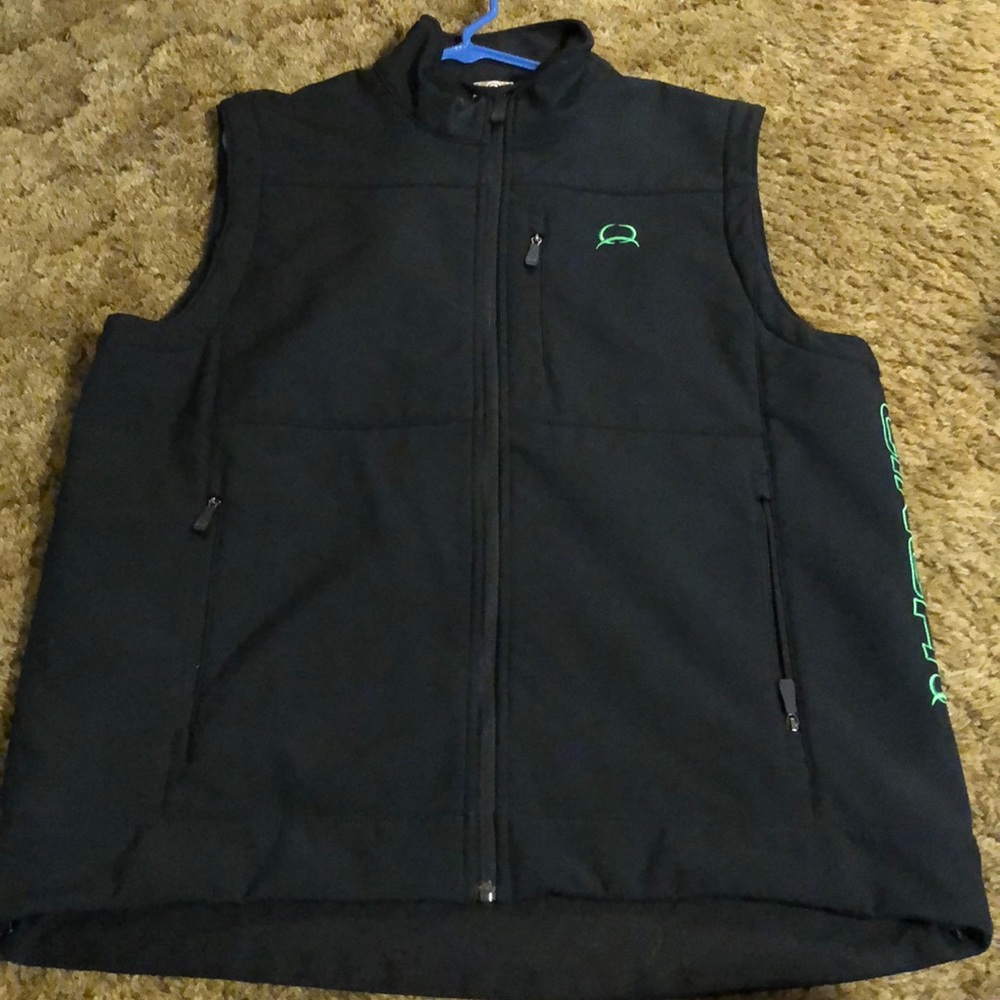 Black and green cinch vest